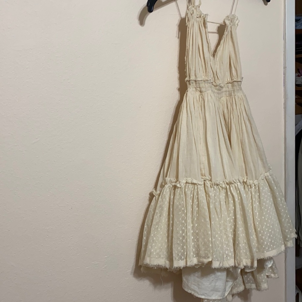 Free people summery babydoll dress lace trimming